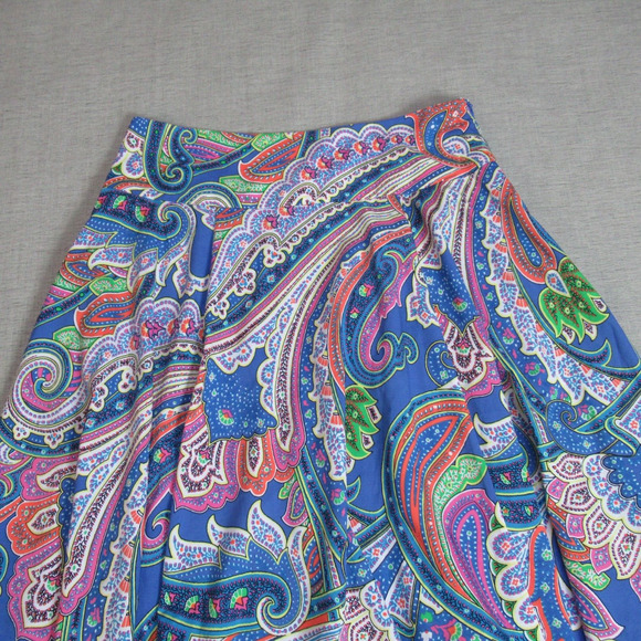 Lauren Ralph Lauren Skirt Women Size 10 Blue Paisley Boho Hipster Midi Rich Girl - Picture 3 of 9